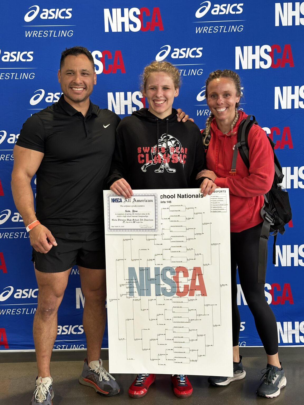 Faith Bane with her coaches and NHSCA All-America bracket